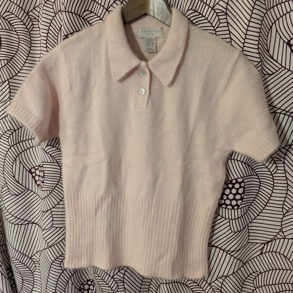 the sweetest 70% angora short sleeve sweater